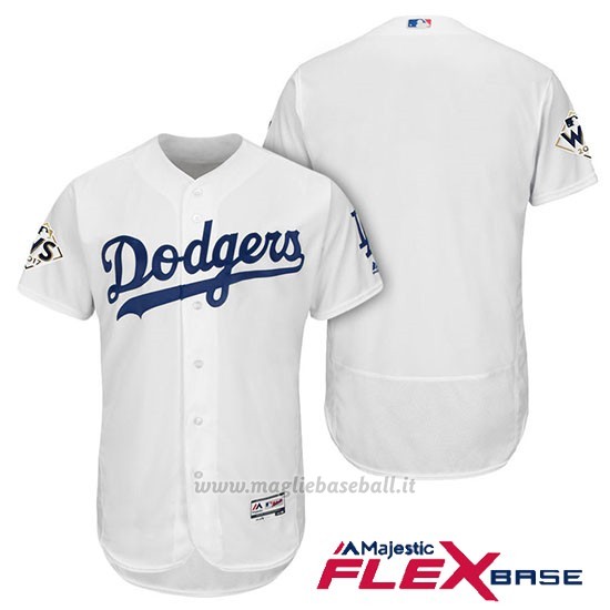Maglia Baseball Uomo Los Angeles Dodgers 2017 World Series Bianco Flex Base